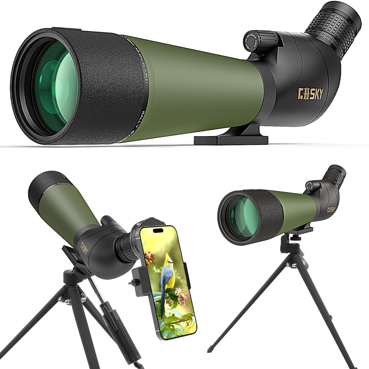 Gosky DiamondEdge spotting scope 20-60x80 zoom for distant birdwatching.