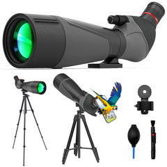 Gosky spotting scope main view at 20-60x85 shows sharp detail for birds and landscapes.