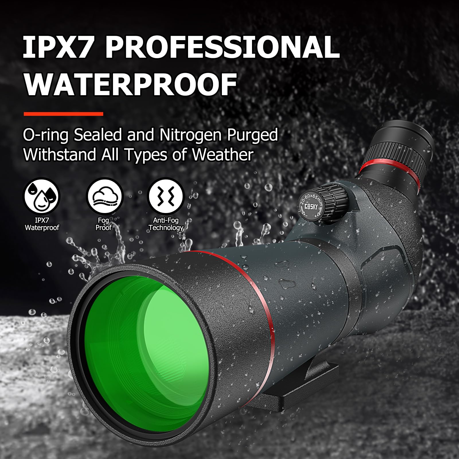 Gosky 65mm lens with BAK4 prism and FMC optics for bright images