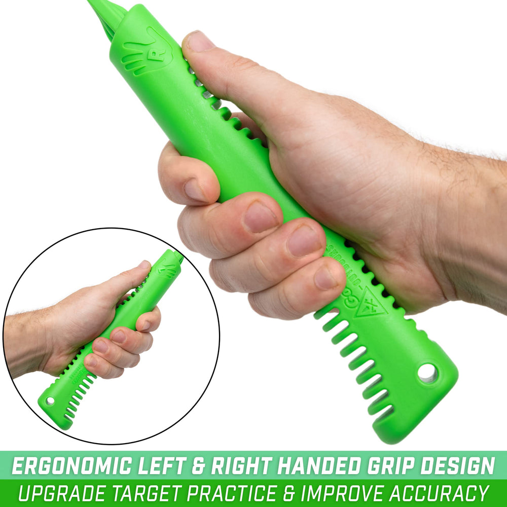 Close-up of easy-to-use ergonomic clay catapult grip