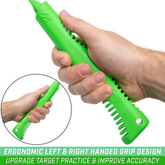 Close-up of easy-to-use ergonomic clay catapult grip
