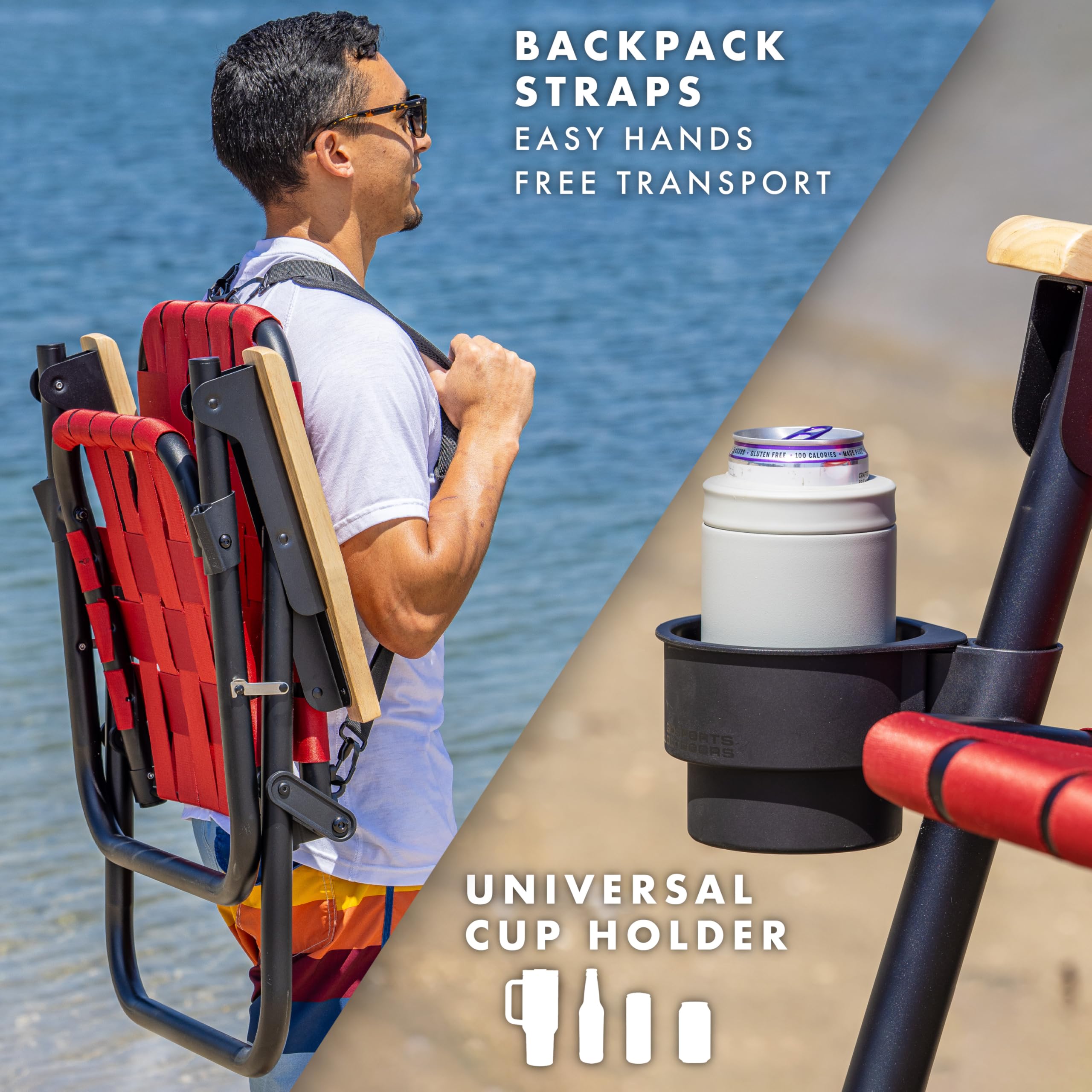 GoSports Outdoors WOVN Beach Chair with 16-inch seat.