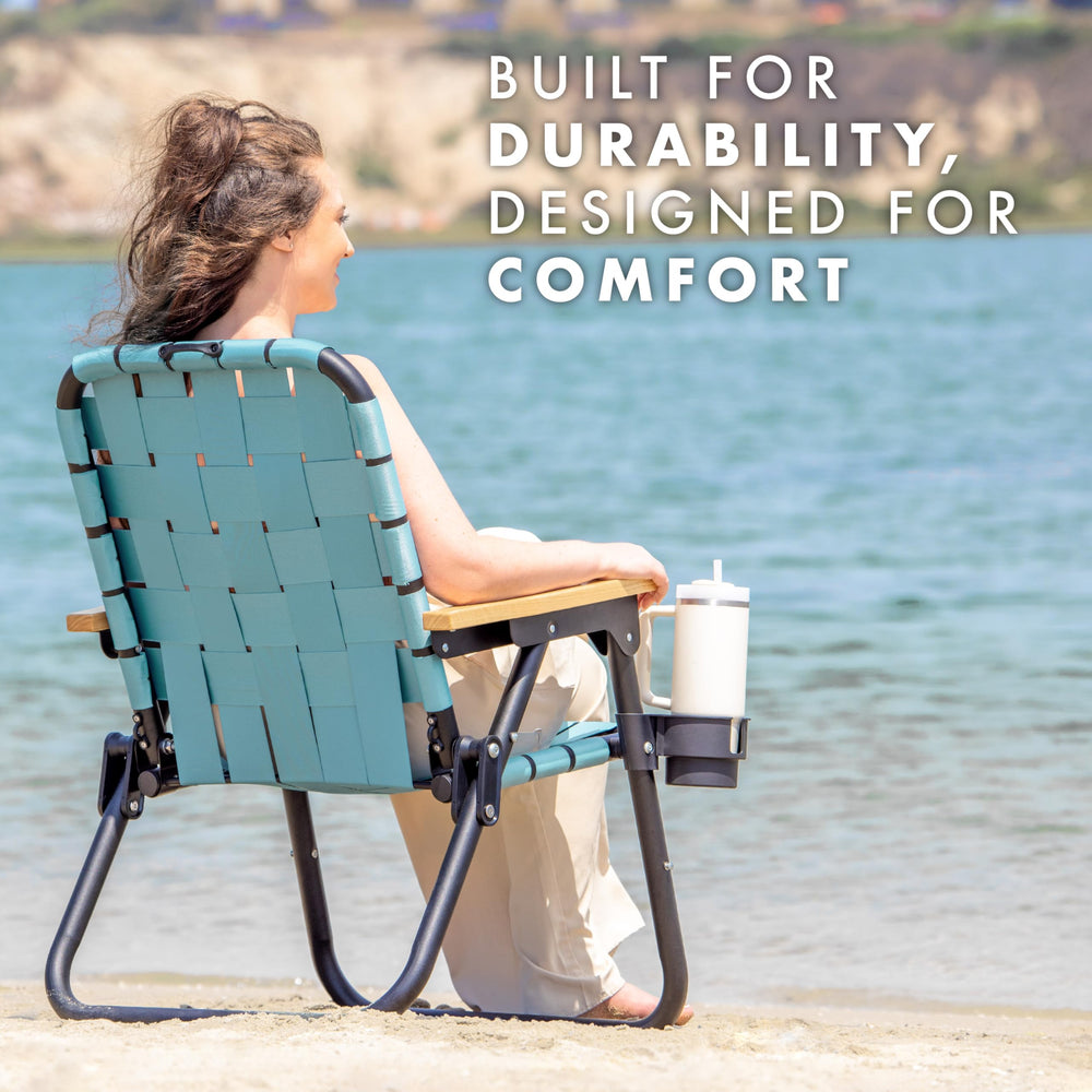 GoSports Outdoors WOVN Beach Chair all-weather woven fabric for year-round use.