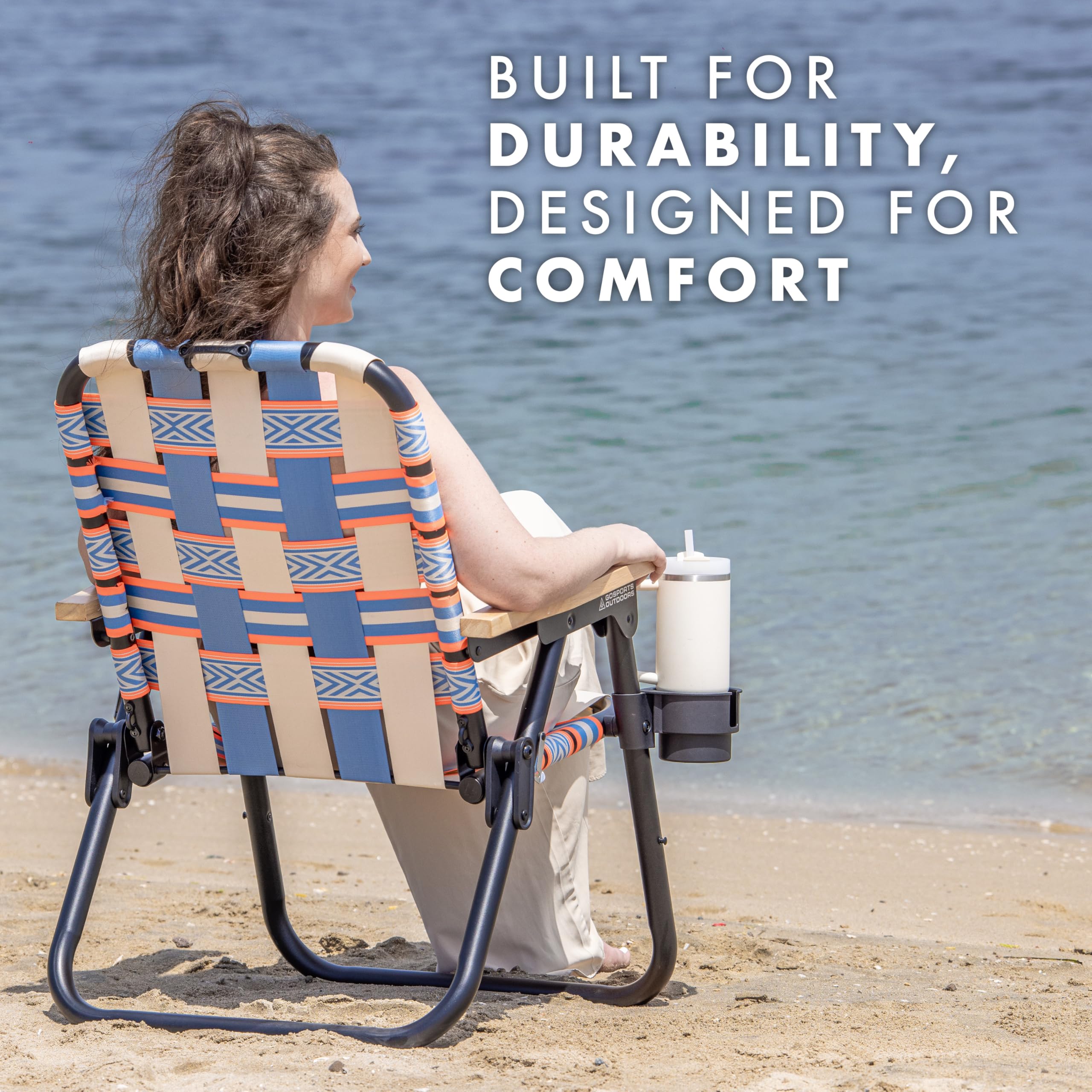 GoSports Outdoors WOVN Beach Chair all-weather fabric ready for outdoors