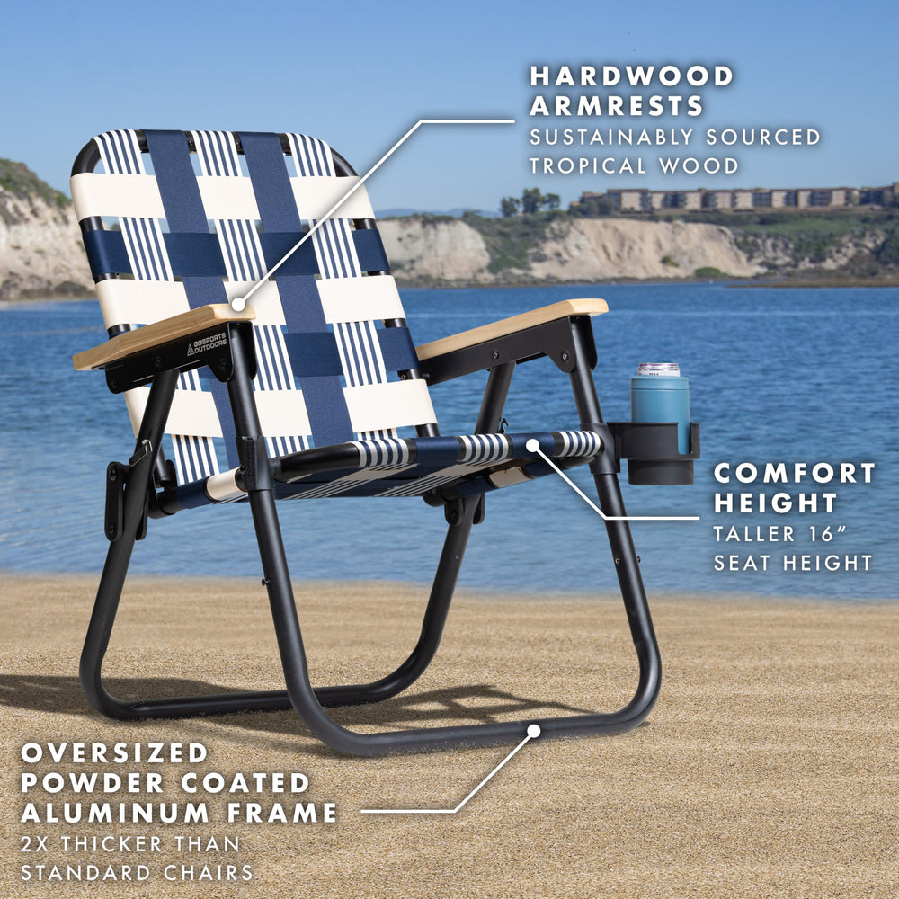 GoSports Outdoors WOVN Beach Chair with backpack straps ready to carry