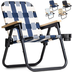 GoSports Outdoors WOVN Beach Chair folded with backpack straps for effortless portability