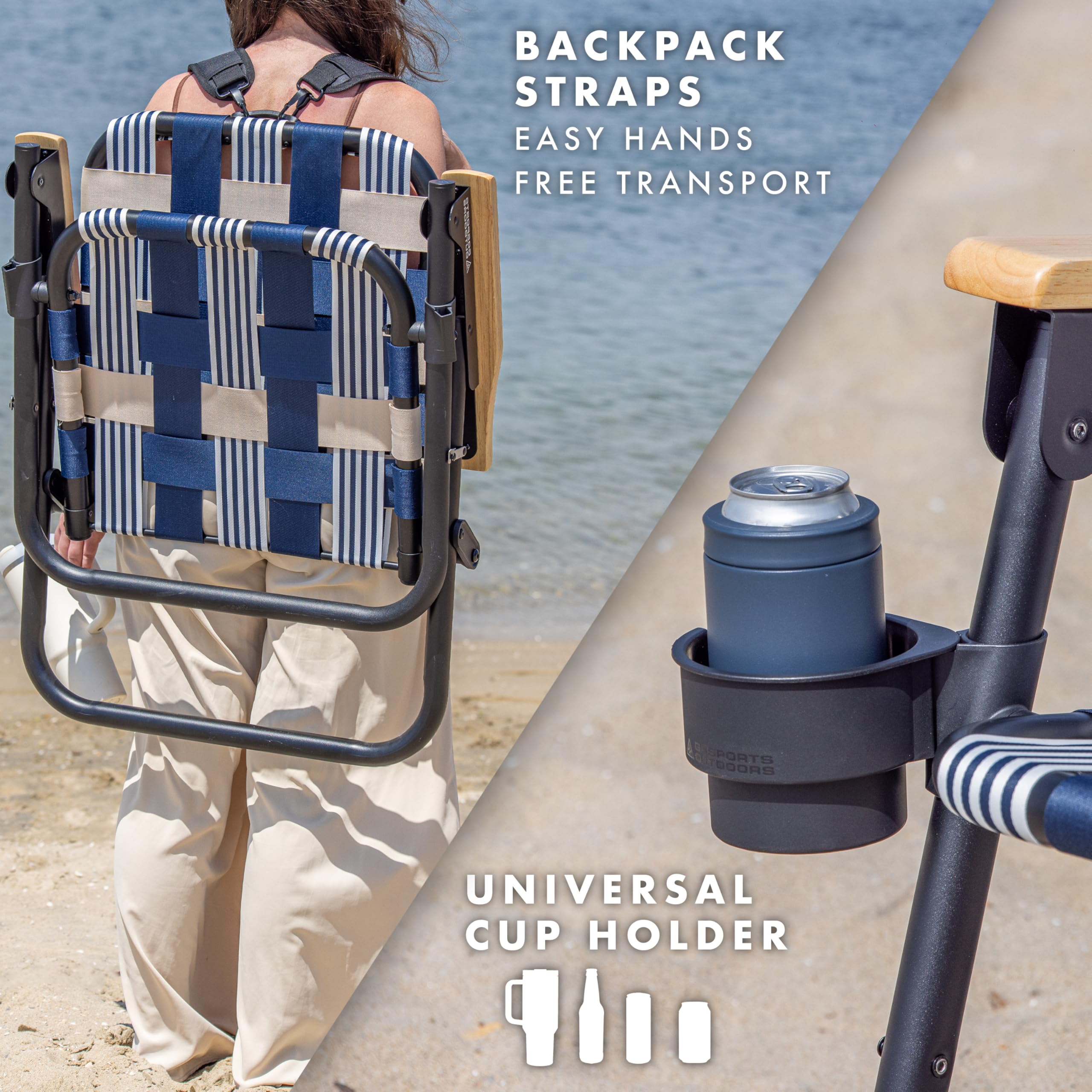 GoSports Outdoors WOVN Beach Chair opened in use on outdoor surface