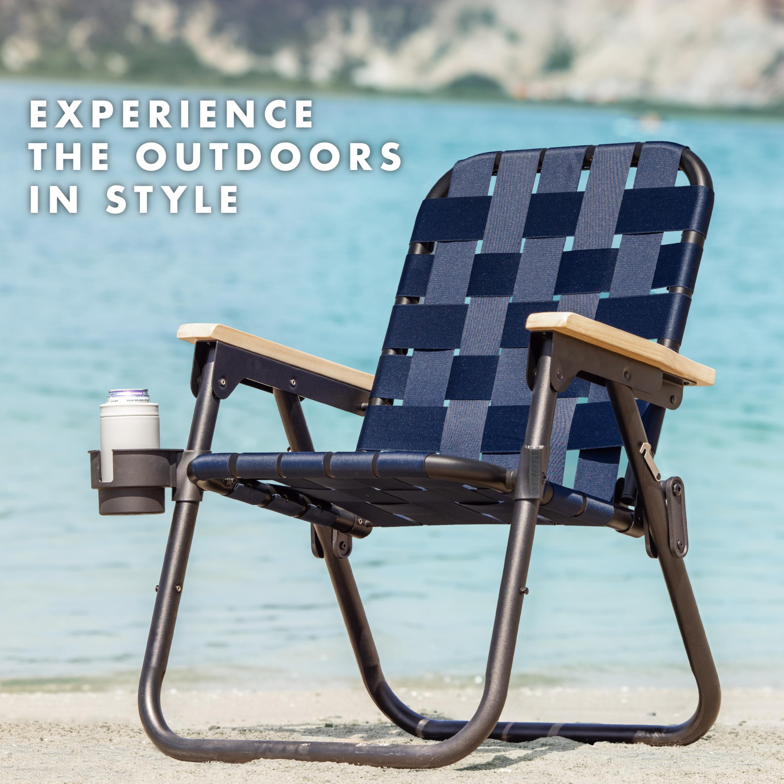 GoSports Outdoors WOVN beach chair woven pattern adds style and durability.