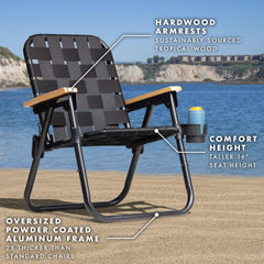 GoSports Outdoors WOVN Beach Chair powder-coated frame supports up to 400 lbs