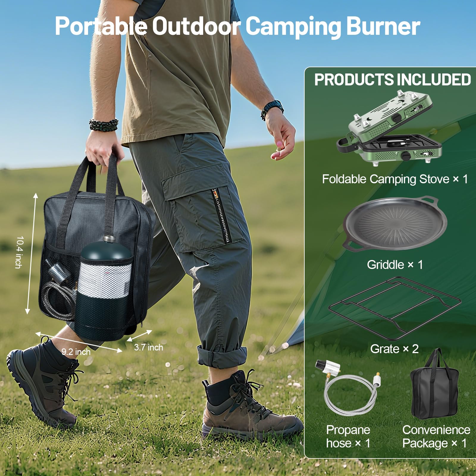 Gospowor portable camping stove compact folded design fits carrying bag for easy transport