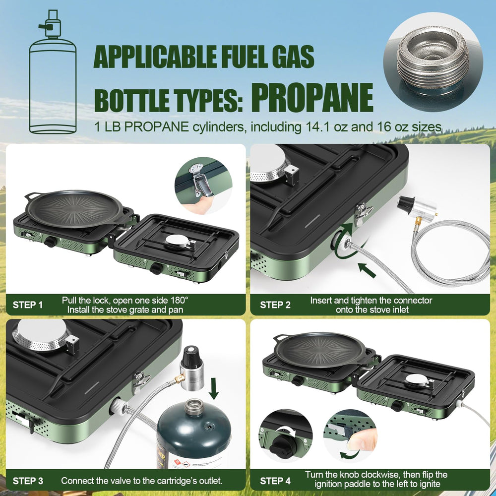 Gospowor portable camping stove stainless steel body stands up to outdoor use