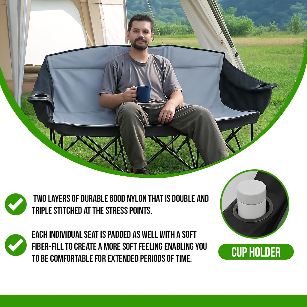 GoTEAM! bench 600D nylon fabric resists wear in outdoor settings.