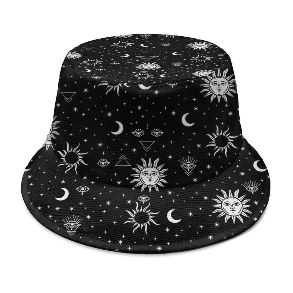 Goth Sun Moon Star bucket hat - front view (unisex)