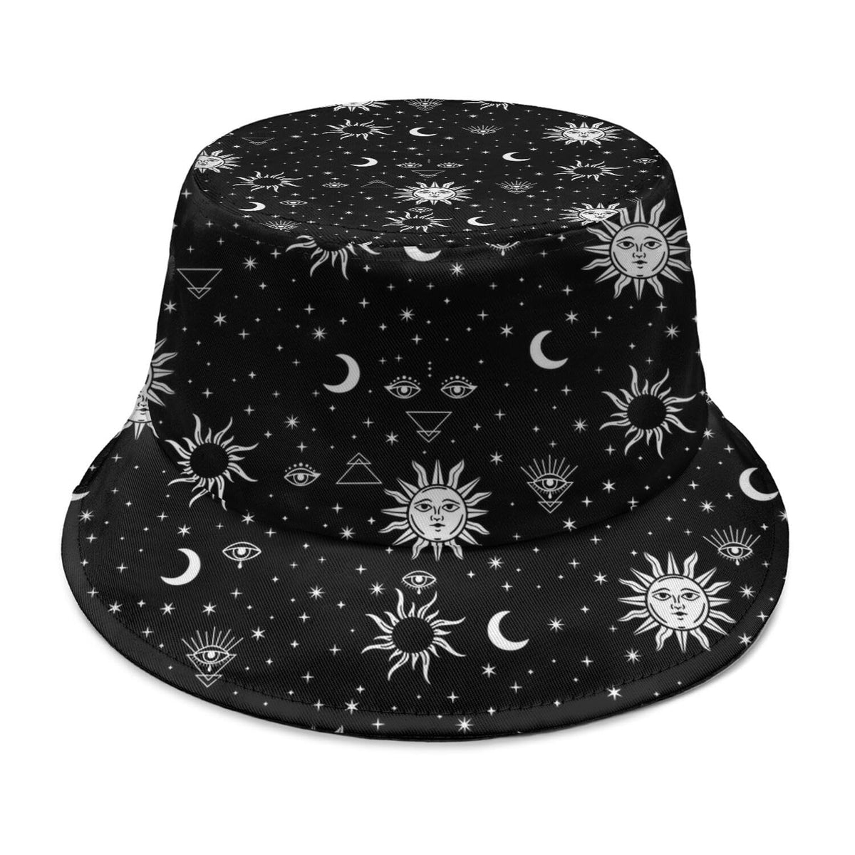 Goth Sun Moon Star bucket hat - front view (unisex)