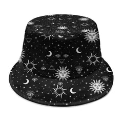Goth Sun Moon Star bucket hat - front view (unisex)