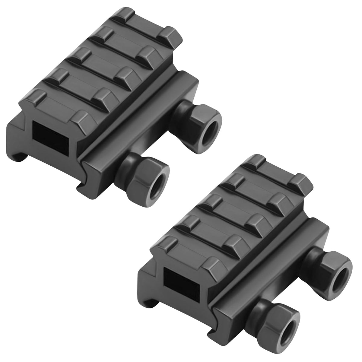 Gotical 3/4 riser 4-slot low see-thru rail offers stable optics mounting.