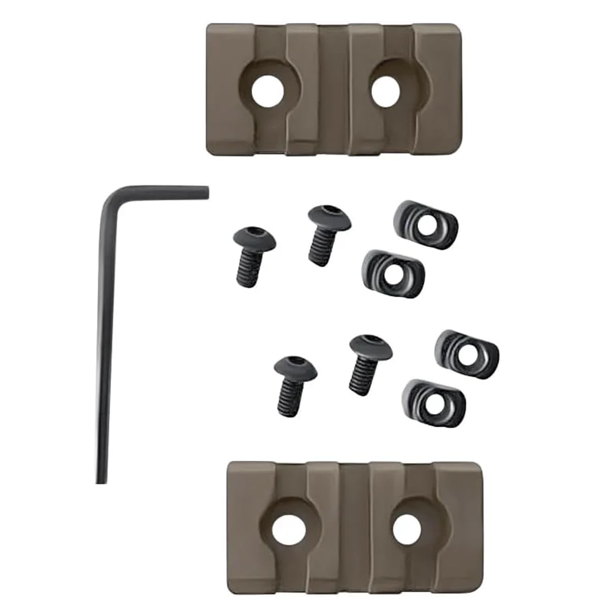 Gotical 3-slot rail, aluminium finish, two-piece set for versatile accessory mounting.