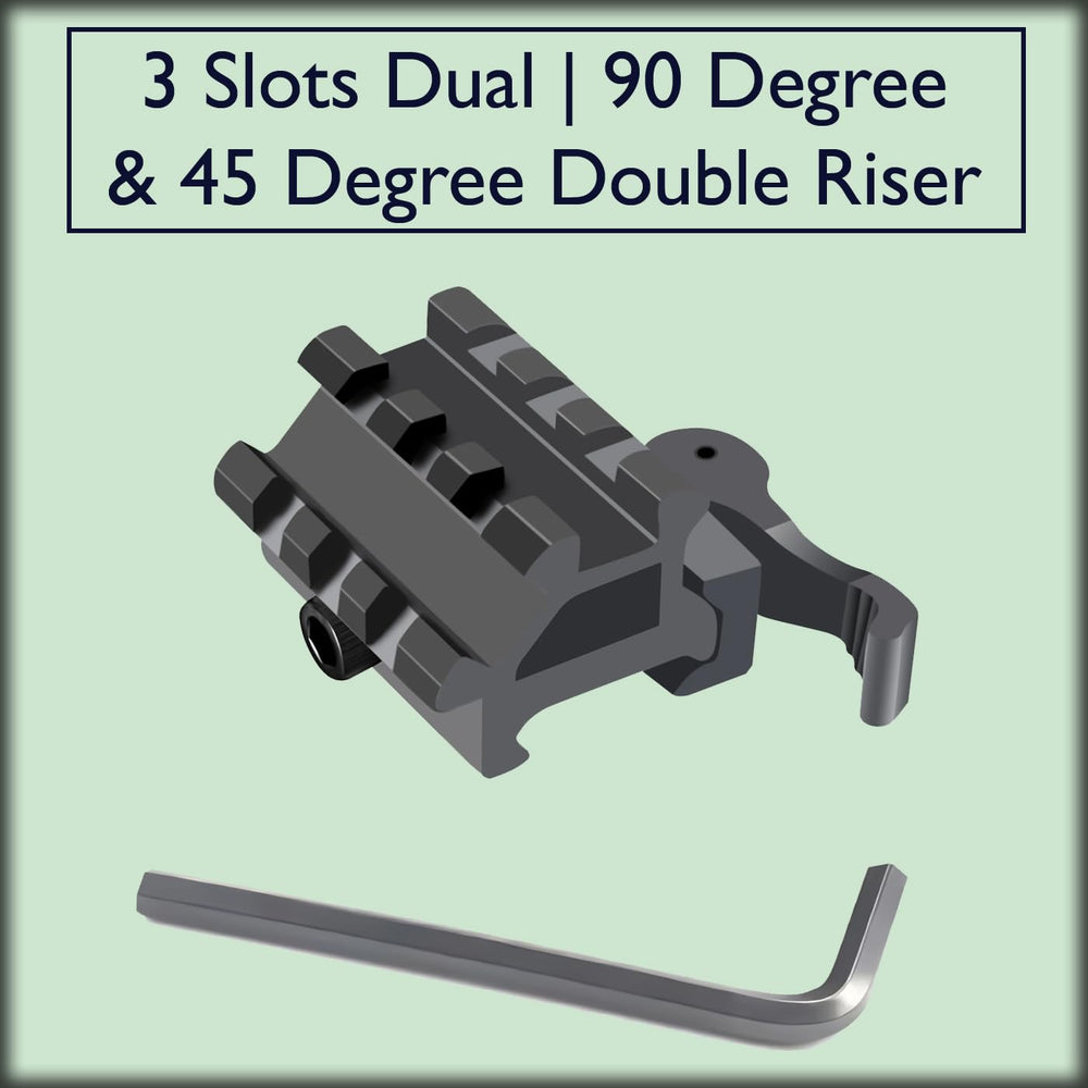 Gotical dual rail side profile showing 90° and 45° mounting options for lasers.