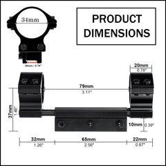Gotical 34mm scope ring with stopping pin keeps optic secure.