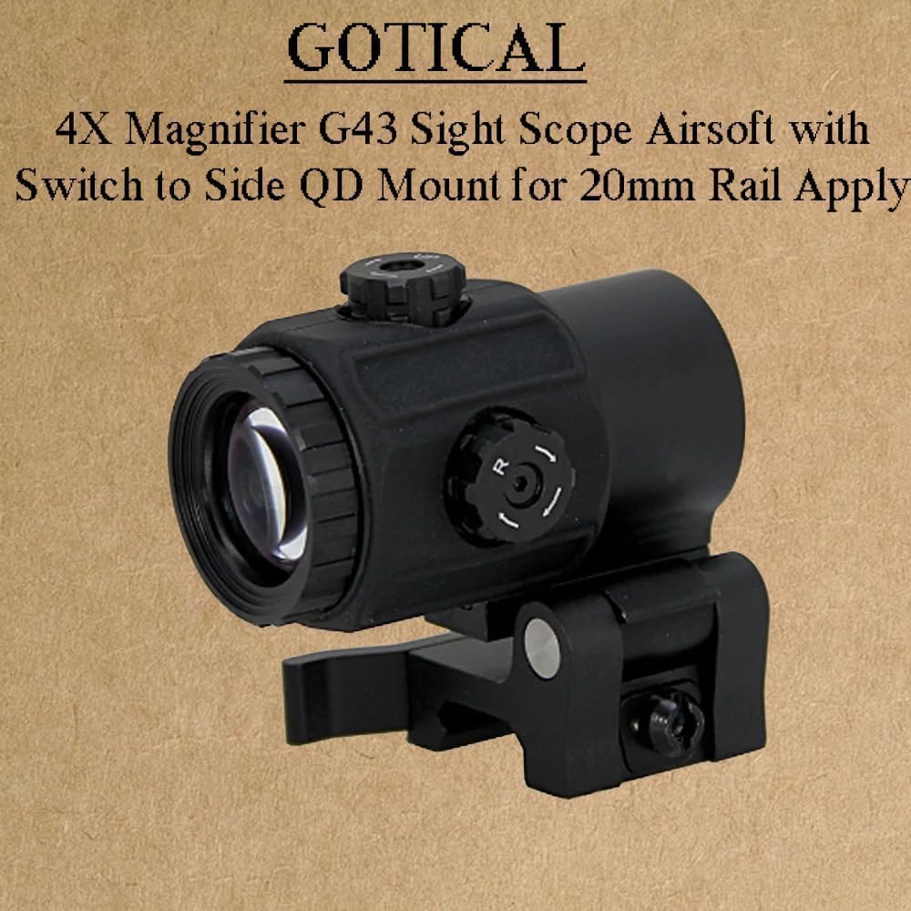Gotical magnifier compatible with 20mm rails for versatile airsoft setups