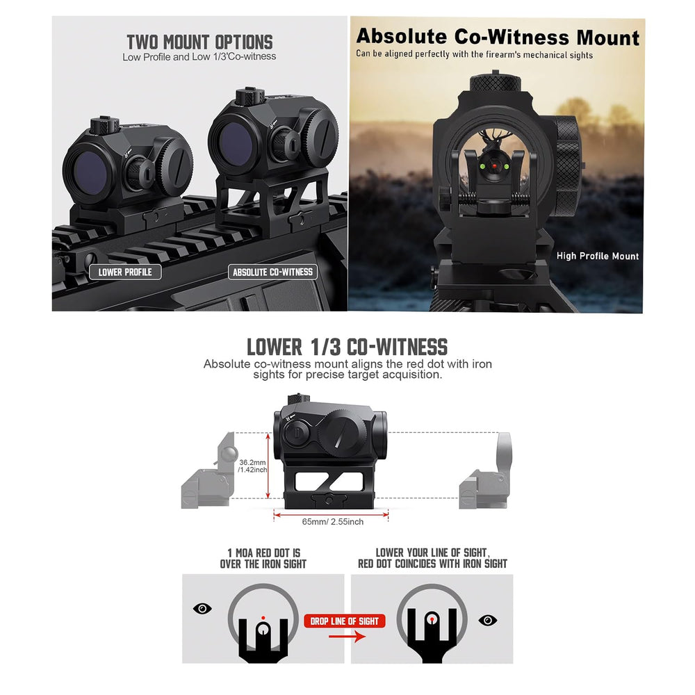 Gotical absolute co-witness QD mount with Picatinny rail compatibility