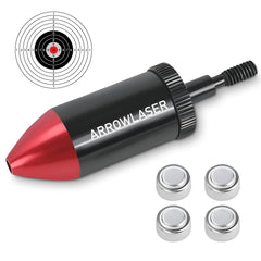 Gotical arrow laser sight attached to arrow end for direct aiming reference.