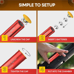 Gotical batteries included showing two sets to extend shooting practice without interruptions.