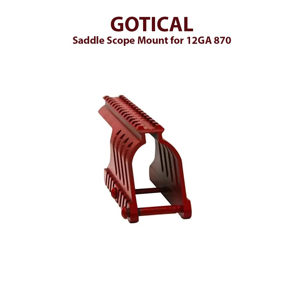 Gotical battery-operated red-green LED aids aiming in low-light conditions.