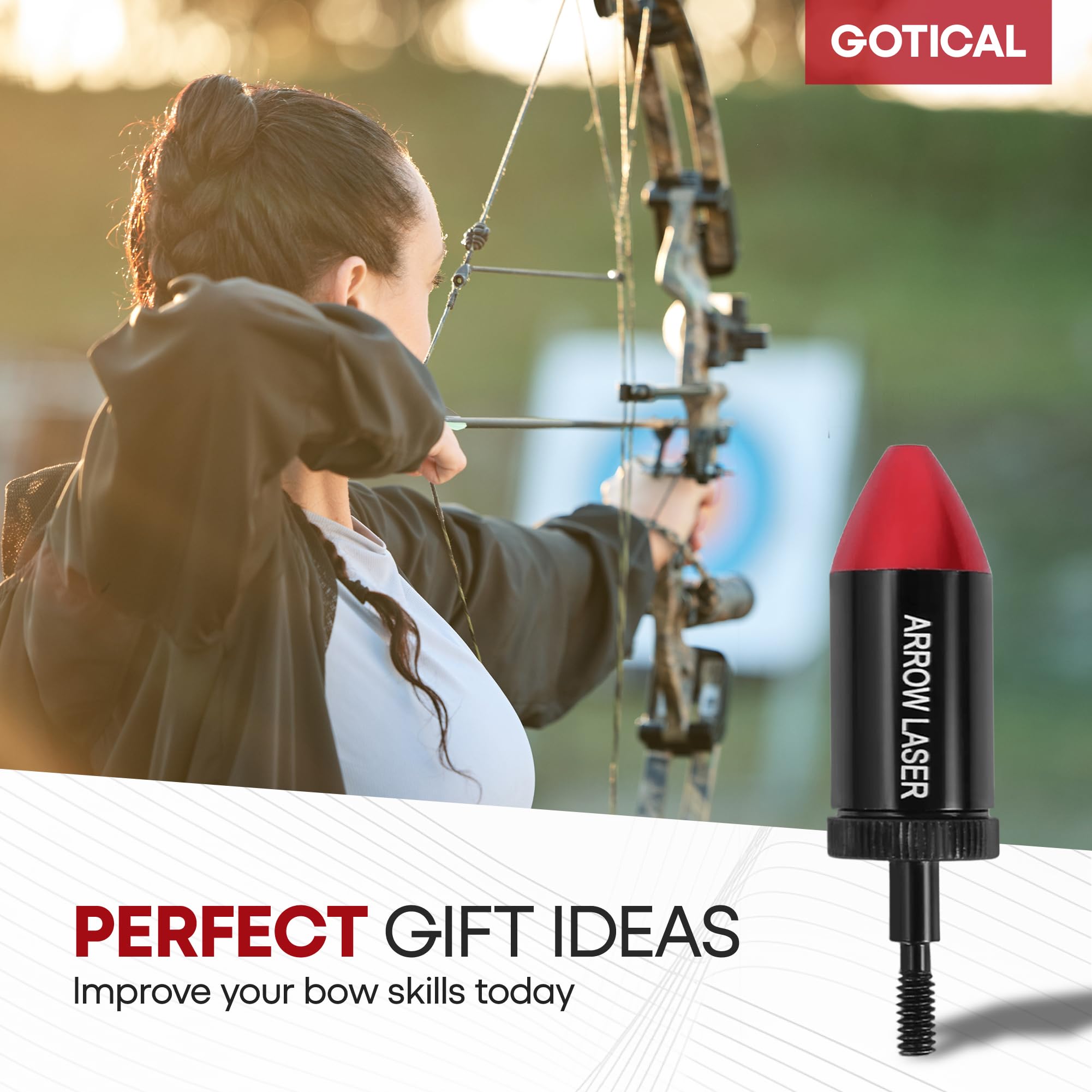 Gotical laser bore sight improves alignment before shots.