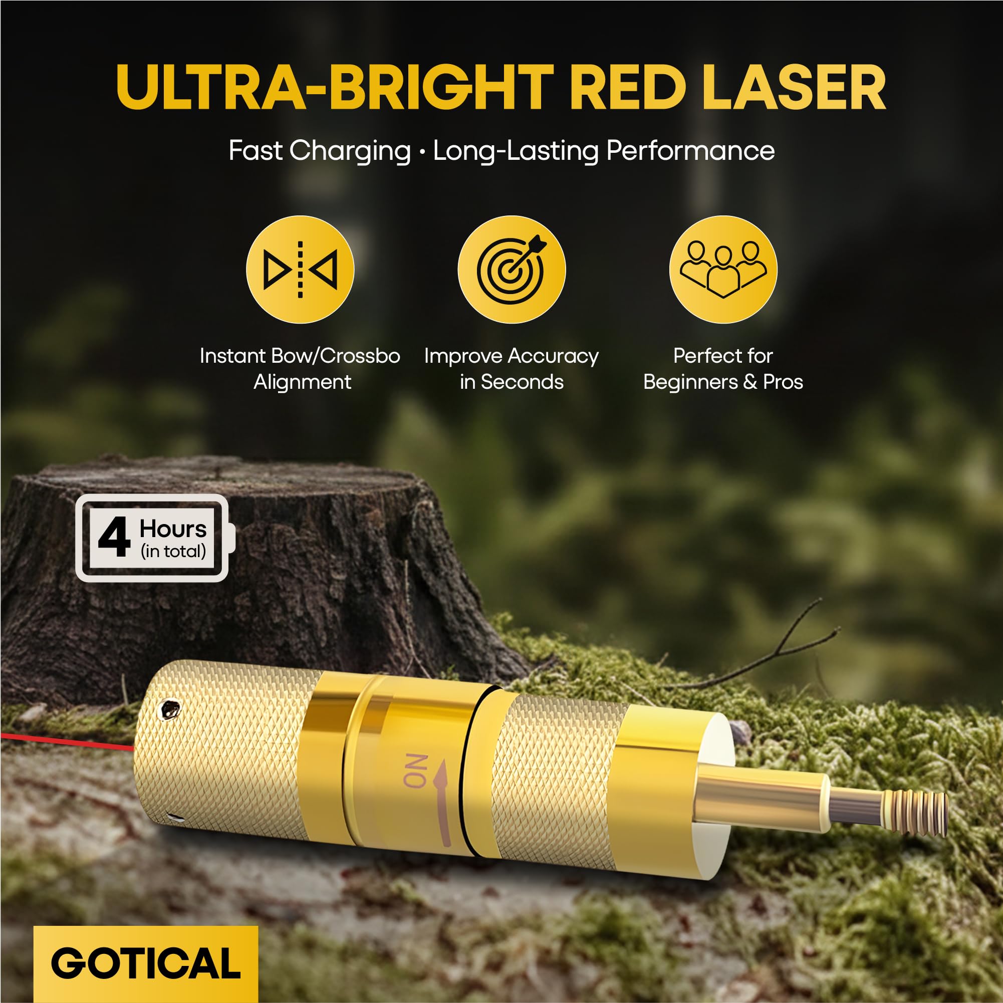 Gotical brass bore sighter on display, sturdy construction for reliable zeroing.