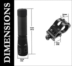 Gotical green laser sight mounted on firearm, showcasing compact, on-target performance.