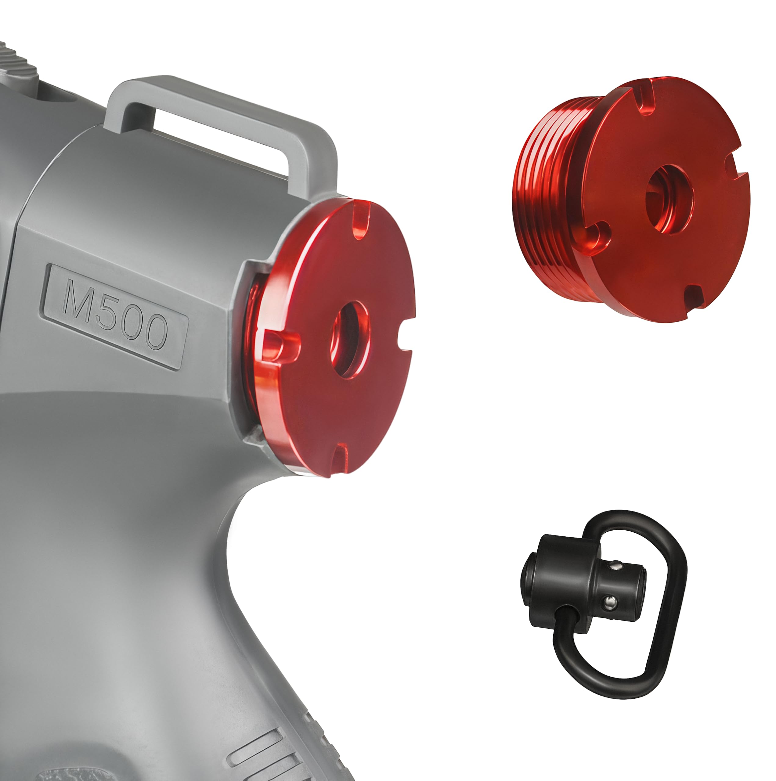 Rugged Gotical end cap designed for Mossberg 500 handles, ideal for field use.