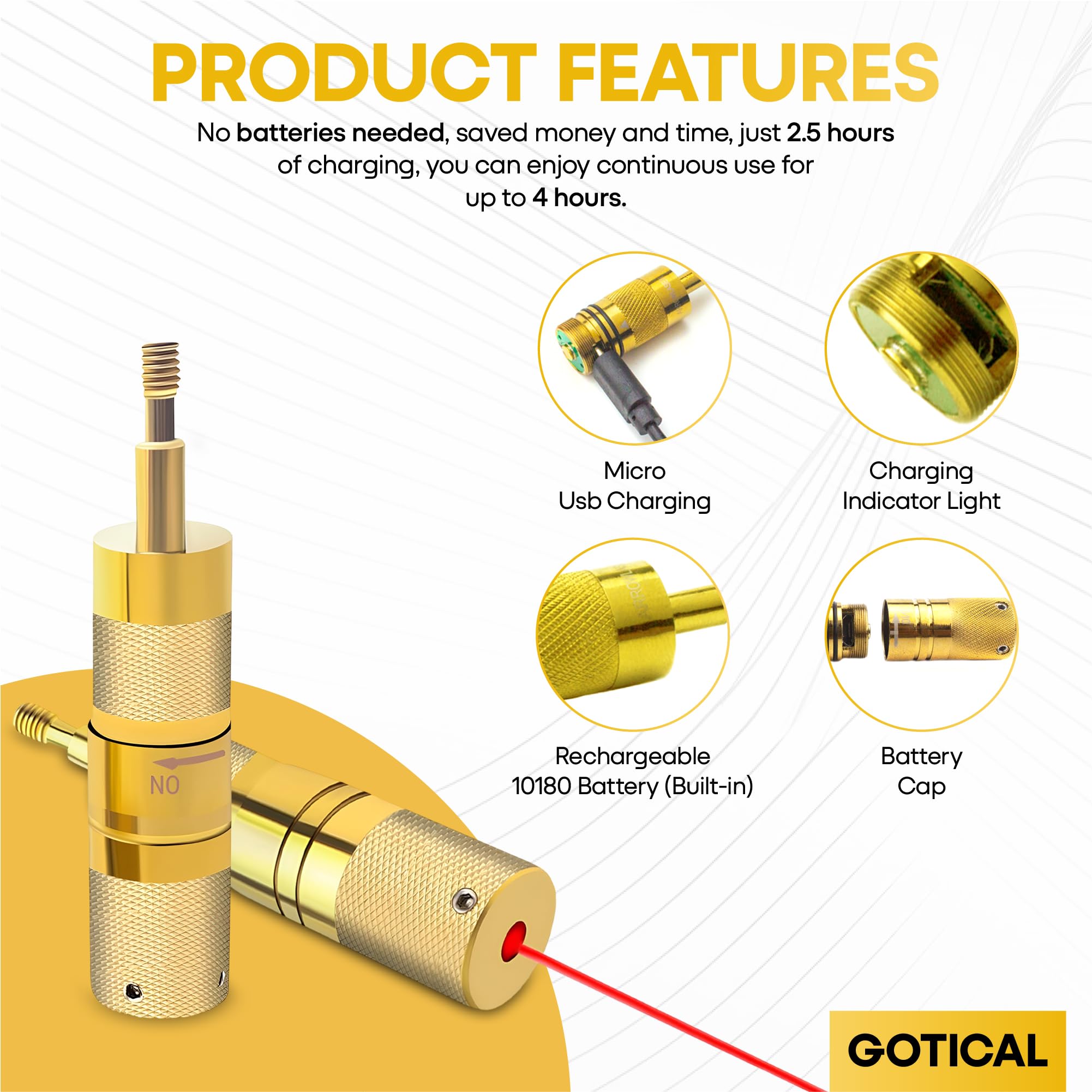 Gotical IIIA green laser model visible against target, high contrast in daylight.