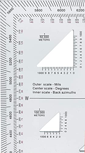 Gotical inner-outer protractor supports versatile angle measurements on maps.
