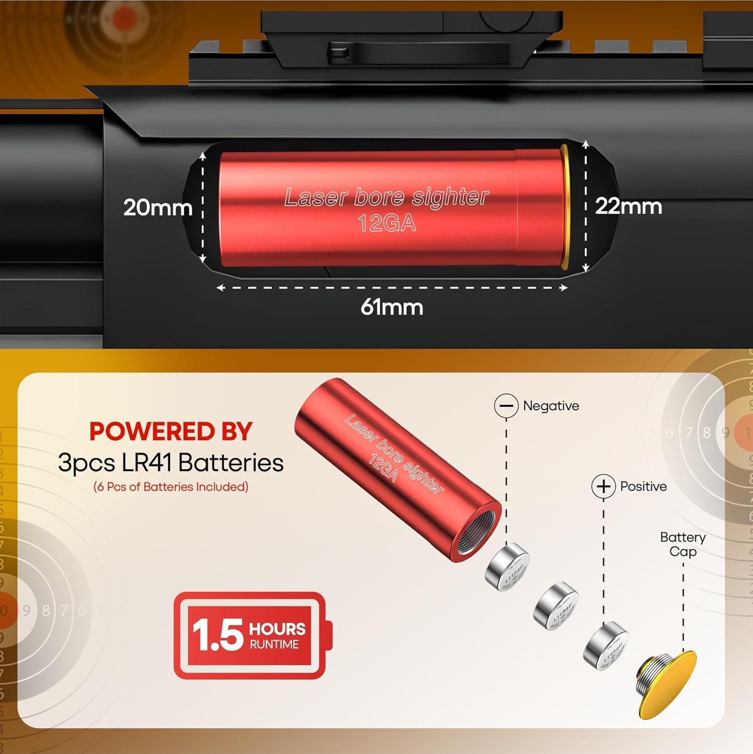Gotical laser bore sight beam visible red laser for easy alignment during setup.