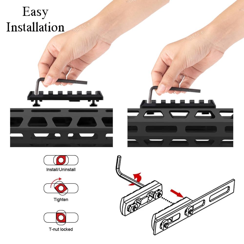 Gotical M-LOK rail adapter side profile, compact.