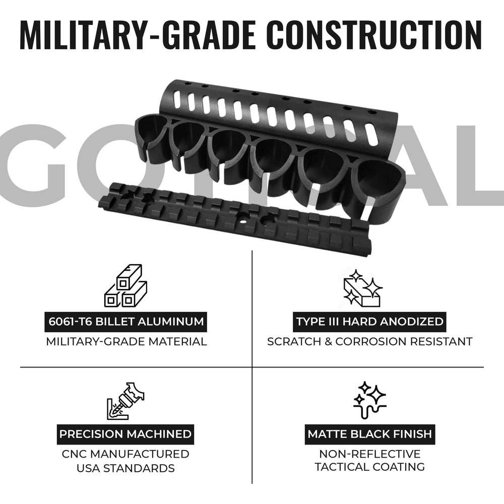 Gotical Mossberg 500/590 side-saddle carrier kit, rugged all-metal construction.