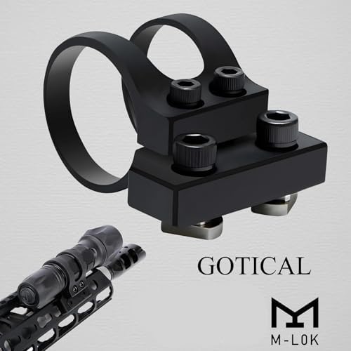 Gotical offset mount with nuts and screws for secure on-rail installation.