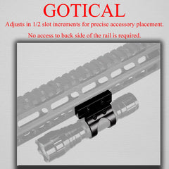 Gotical offset mount showing half-slot adjustment for precise placement.