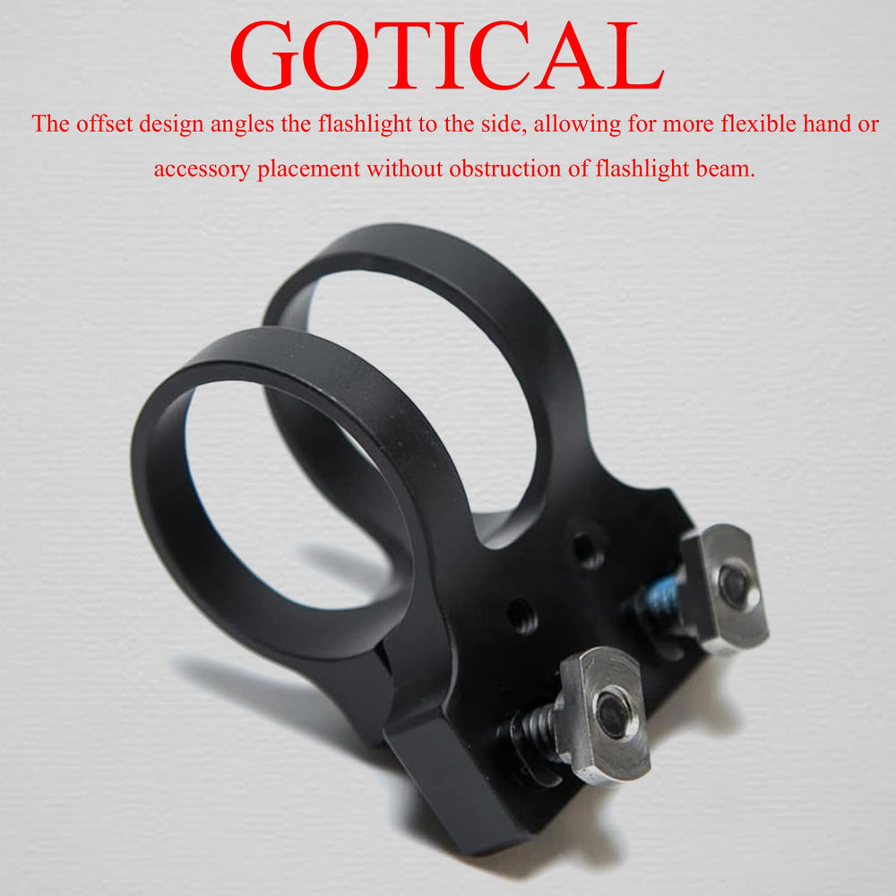Gotical offset mount positioned at 1, 5, 7, and 11 o'clock for options.