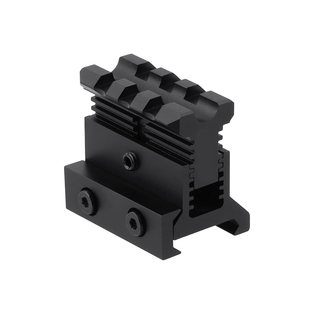 Gotical quick-release Picatinny riser mount elevates sight height for rapid setup.