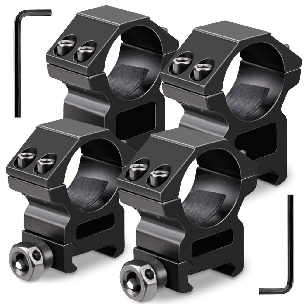 Gotical 30mm scope rings—front view shows two medium and two high profile sets.