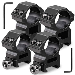 Gotical 30mm scope rings—front view shows two medium and two high profile sets.