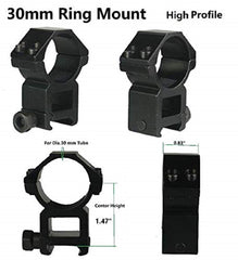 Gotical 30mm scope rings on Picatinny rail—compatible with Weaver rails for versatile setup.