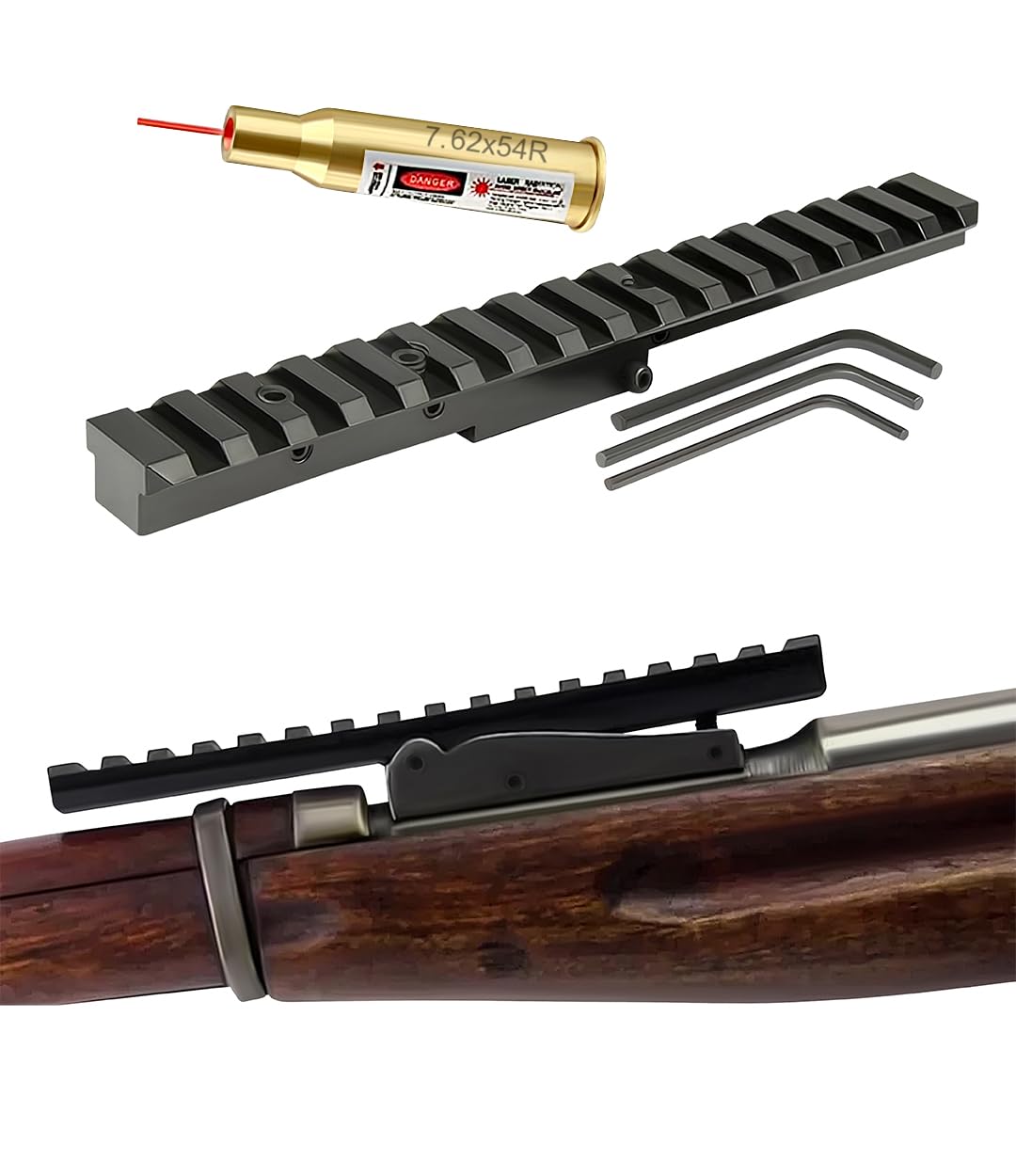 Gotical red dot laser bore sight projecting a precise alignment for quick zeroing.