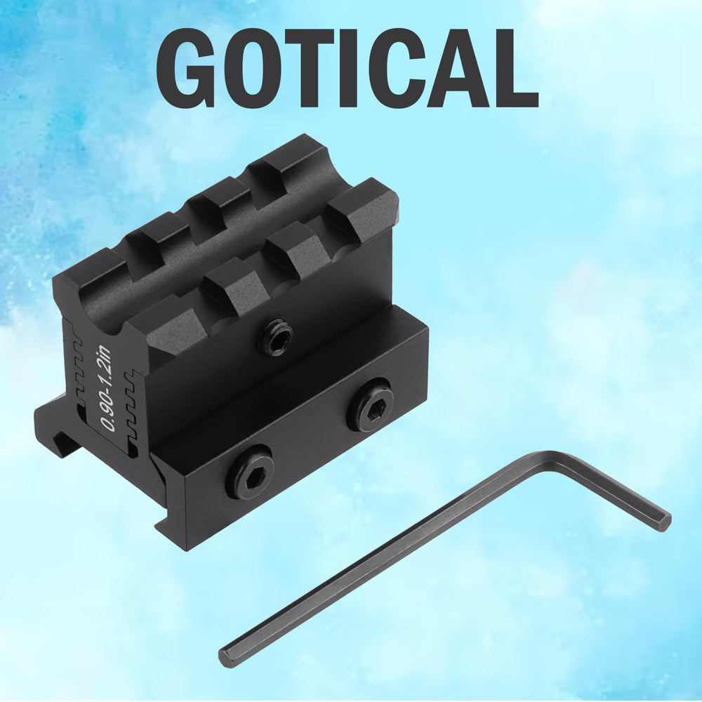 Gotical compact-profile riser minimizes bulk for streamlined rifle setups.
