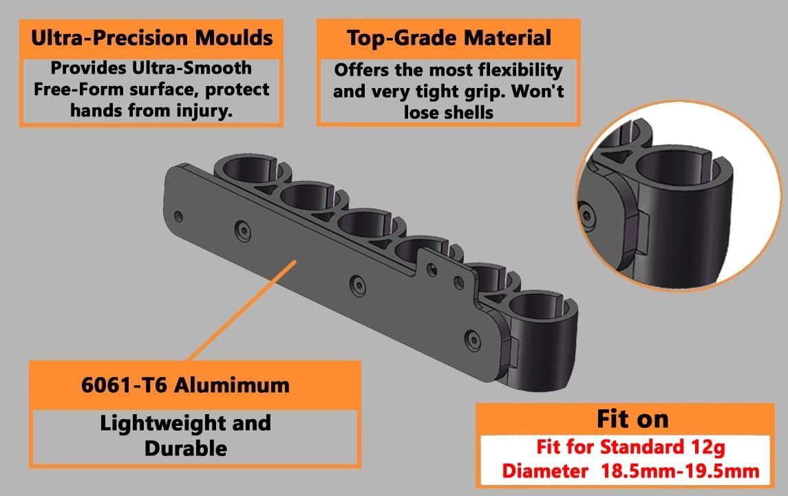 Gotical six-shell capacity side saddle shown for compact ammo storage.