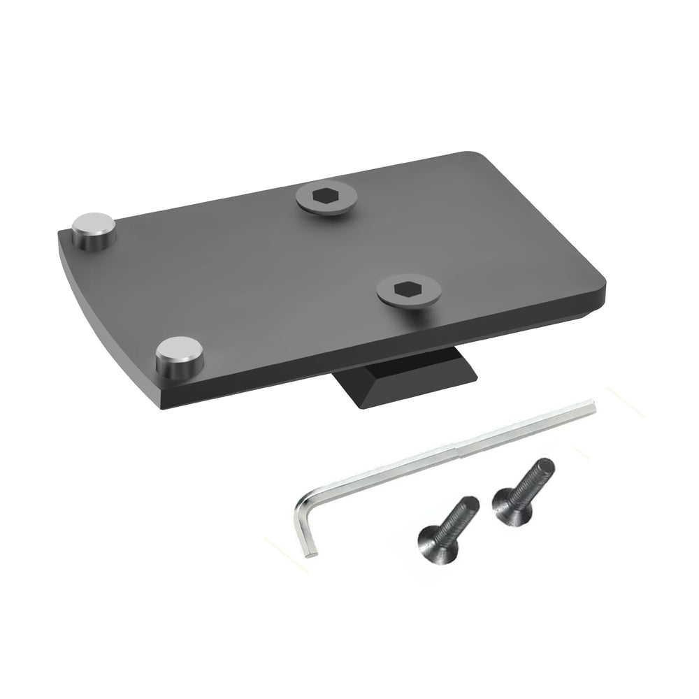 Gotical red dot mounting plate for S&W rear sight closeup for quick target acquisition.