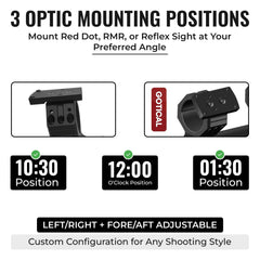 Gotical mount on 20mm Picatinny rail provides a solid base for optics.