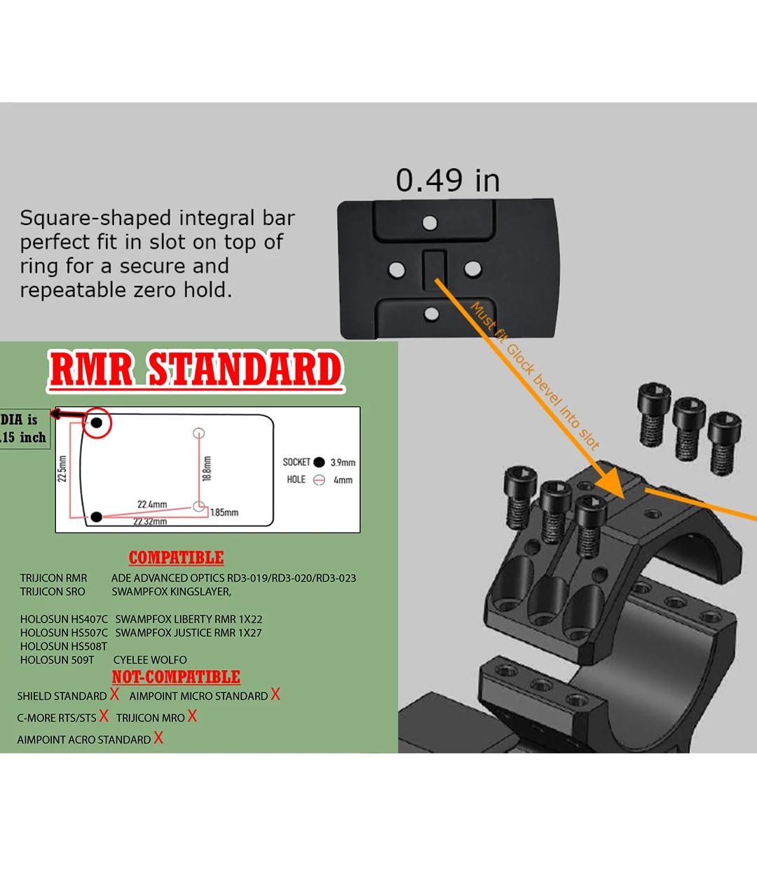 Gotical top-mount positions for flexible sight balance on the rail.